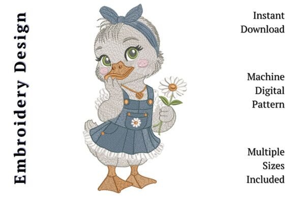 Cute Duck Baby Girl with Daisy: A Seasonal Embroidery Design Review