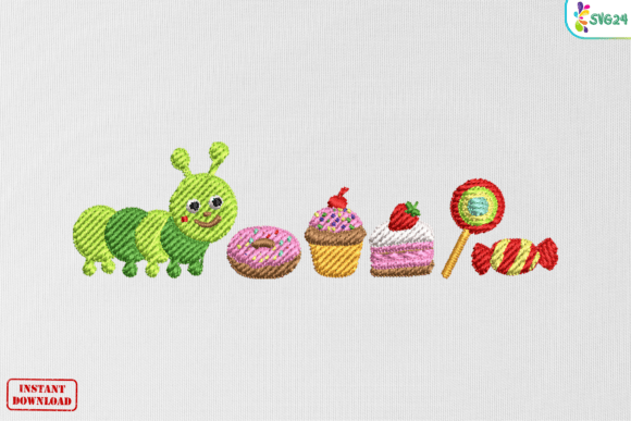 Cute Sweet Caterpillar Treats: A Craft Fair Embroidery Gem