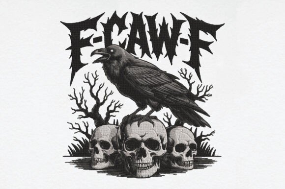 Dark Gothic Charm: F-CAW-F Embroidery Design Review for Apparel Designers