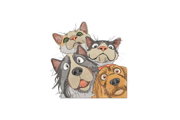 Dogs and Cats: A Whimsical Embroidery Design for Seasonal Charm