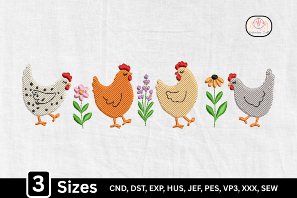 Farm Hen Floral Chicken: A Charming Addition to Rustic Embroidery Projects