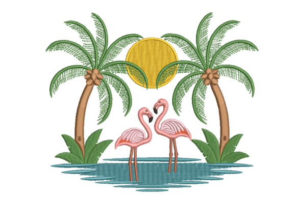 Flamingo Tropical Sunset Embroidery Design Review