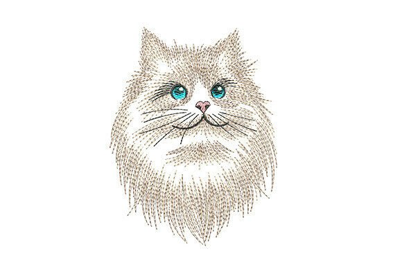 Fluffy Himalayan Cat Portrait: A Seasonal Embroidery Gem