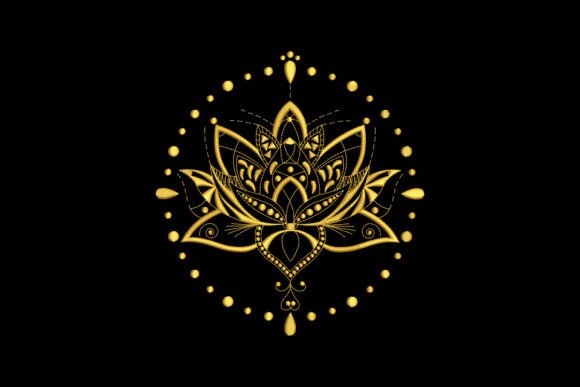 Golden Lotus Mandala: A Delicate Touch for Meaningful Embroidered Gifts