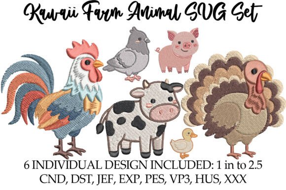 Kawaii Farm Animal SVG Set: Cute Charm for Craft Projects