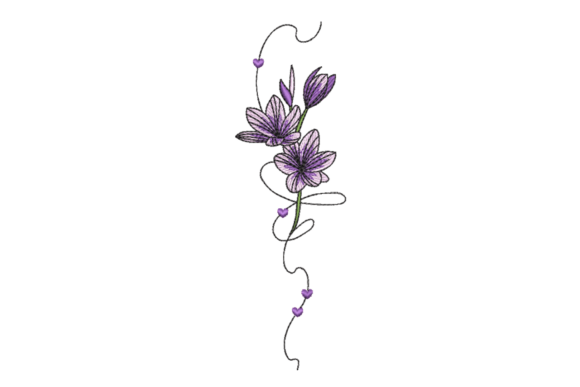 Lavender Hearts Embroidery Design