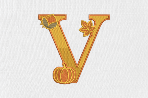 Letter V Autumn Monogram: A Seasonal Embroidery Gem