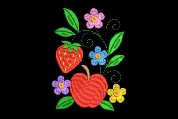 Strawberry Apple Blossom Embroidery Design